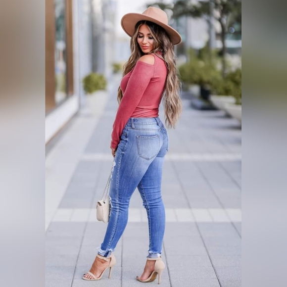 CBRAND Relentless Cold Shoulder Bodysuit - Terracotta - Small - Picture 3 of 4